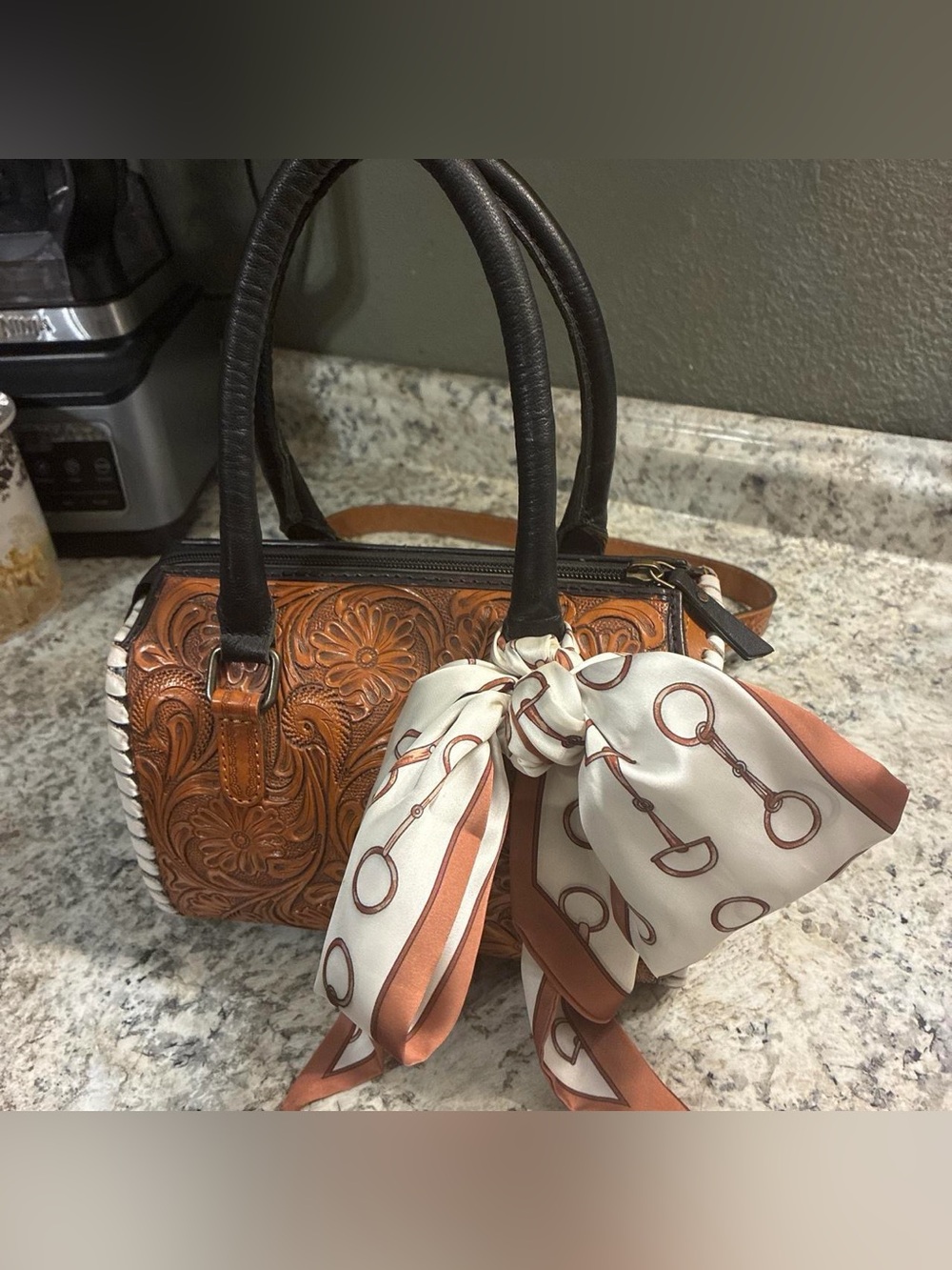 Tooled Leather Speedy Bag
